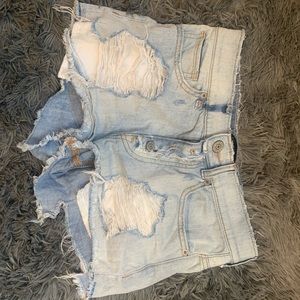 Express Light Washed Distressed Shorts